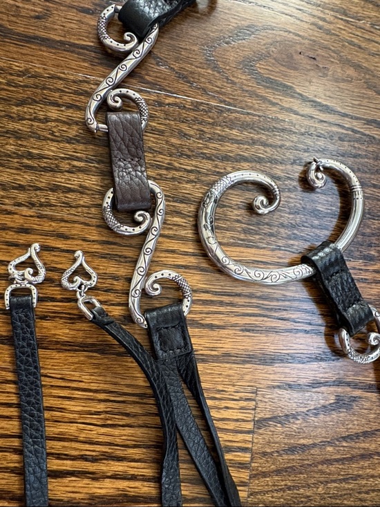 Brighton, Black & Brown Leather and Silver Adjustable Belt!